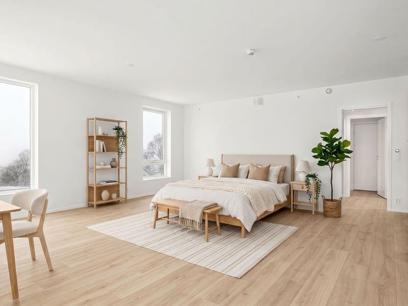 Scandinavian staged bedroom — AI virtual staging result