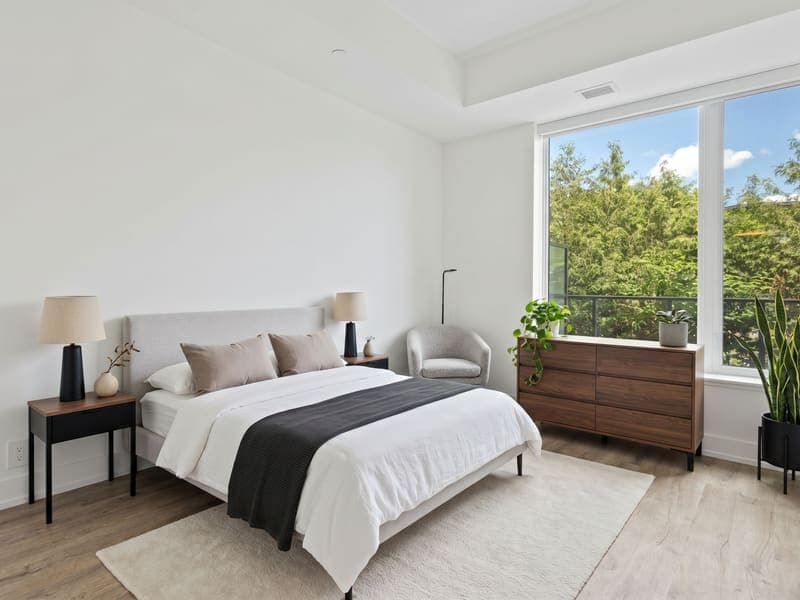 Modern staged bedroom — AI virtual staging result