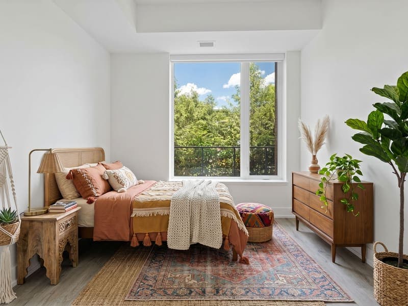 Bohemian staged bedroom — AI virtual staging result