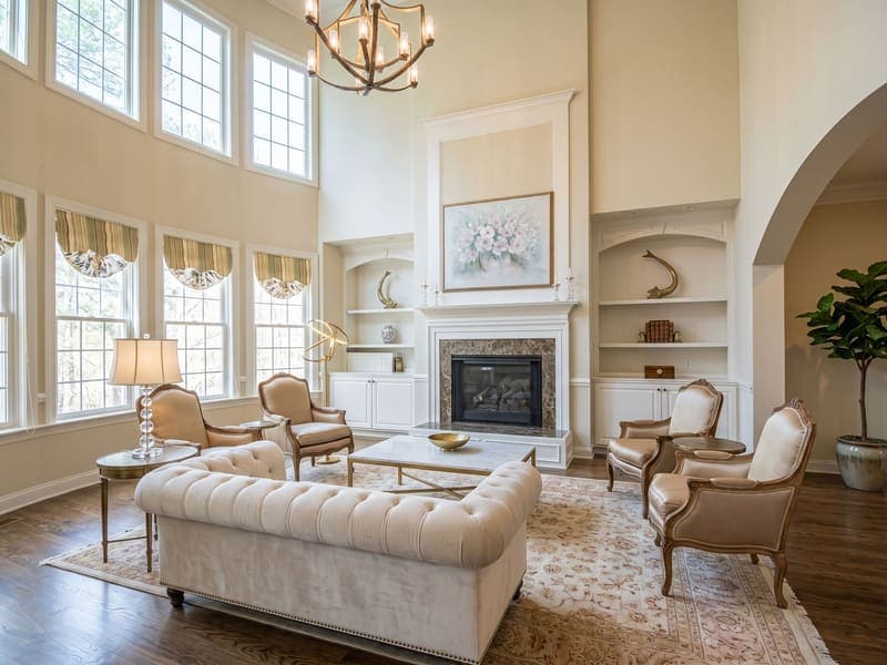 Luxury staged living room — AI virtual staging result