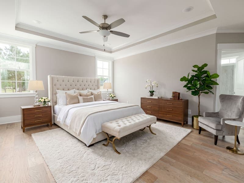 Luxury staged bedroom — AI virtual staging result