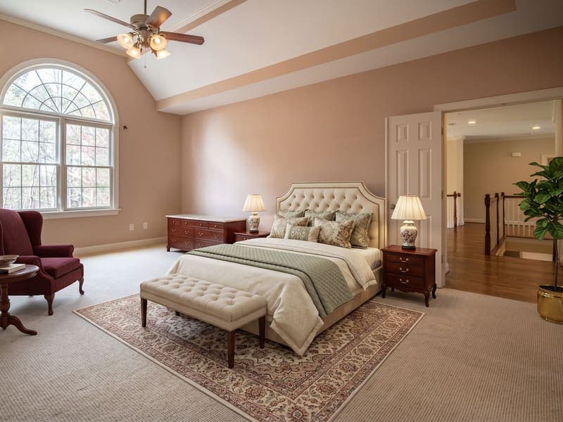 Traditional staged bedroom — AI virtual staging result