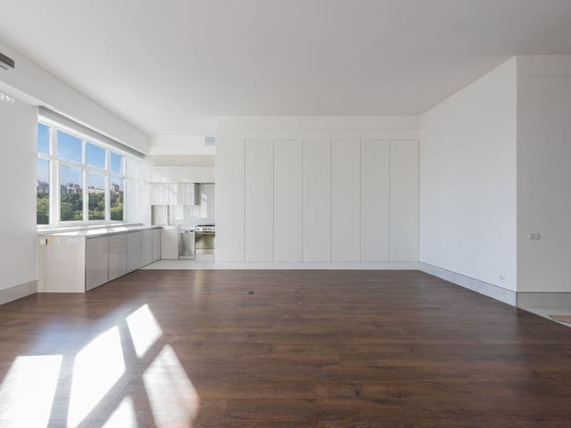 Empty kitchen before AI virtual staging