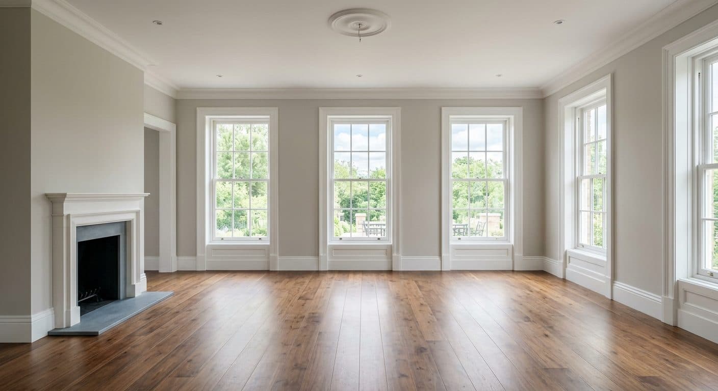 Empty living room before AI virtual staging