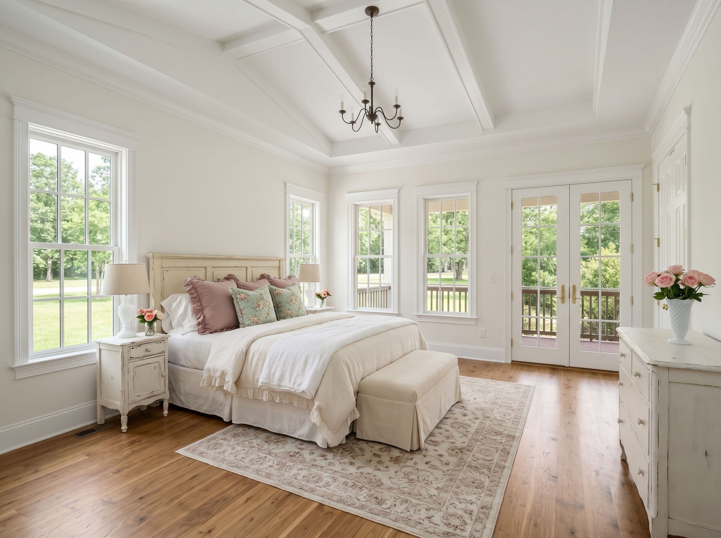 Shabby Chic staged bedroom — AI virtual staging result
