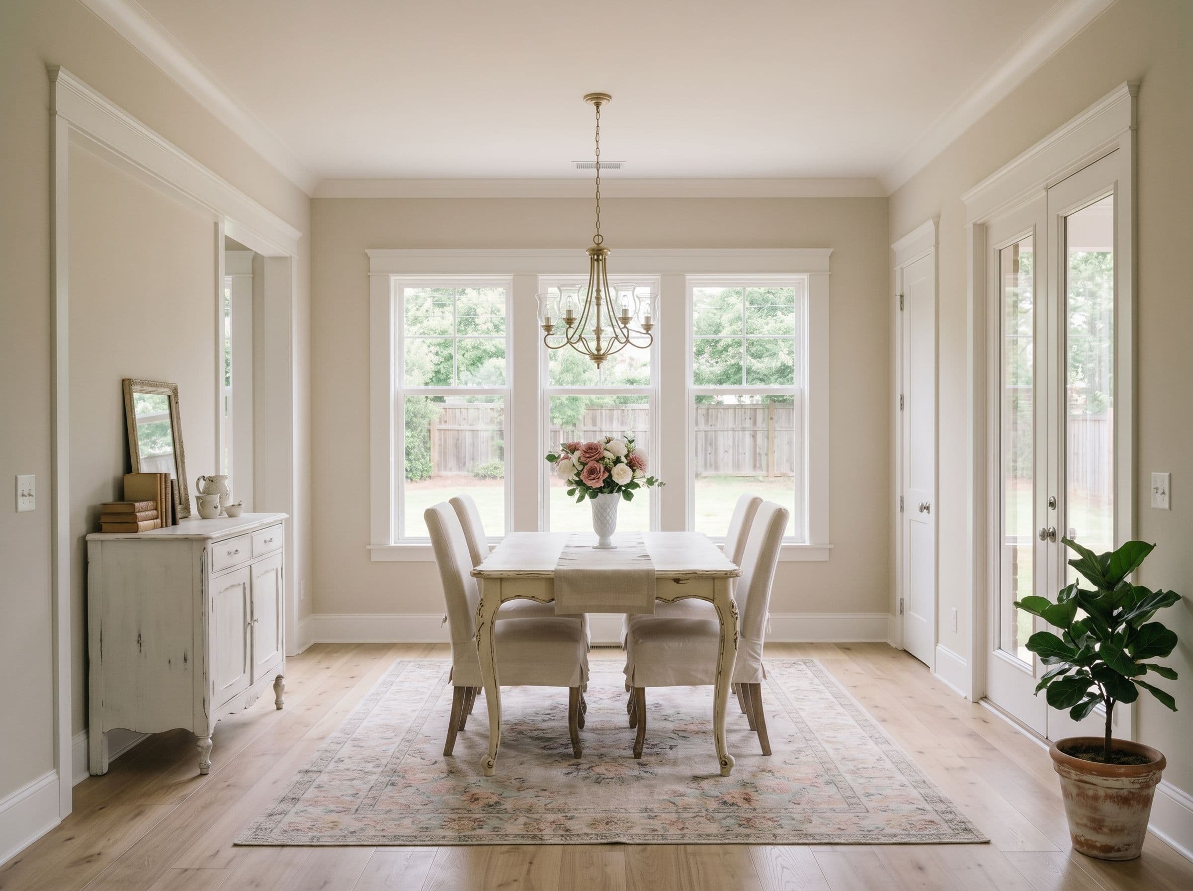 Shabby Chic staged dining — AI virtual staging result