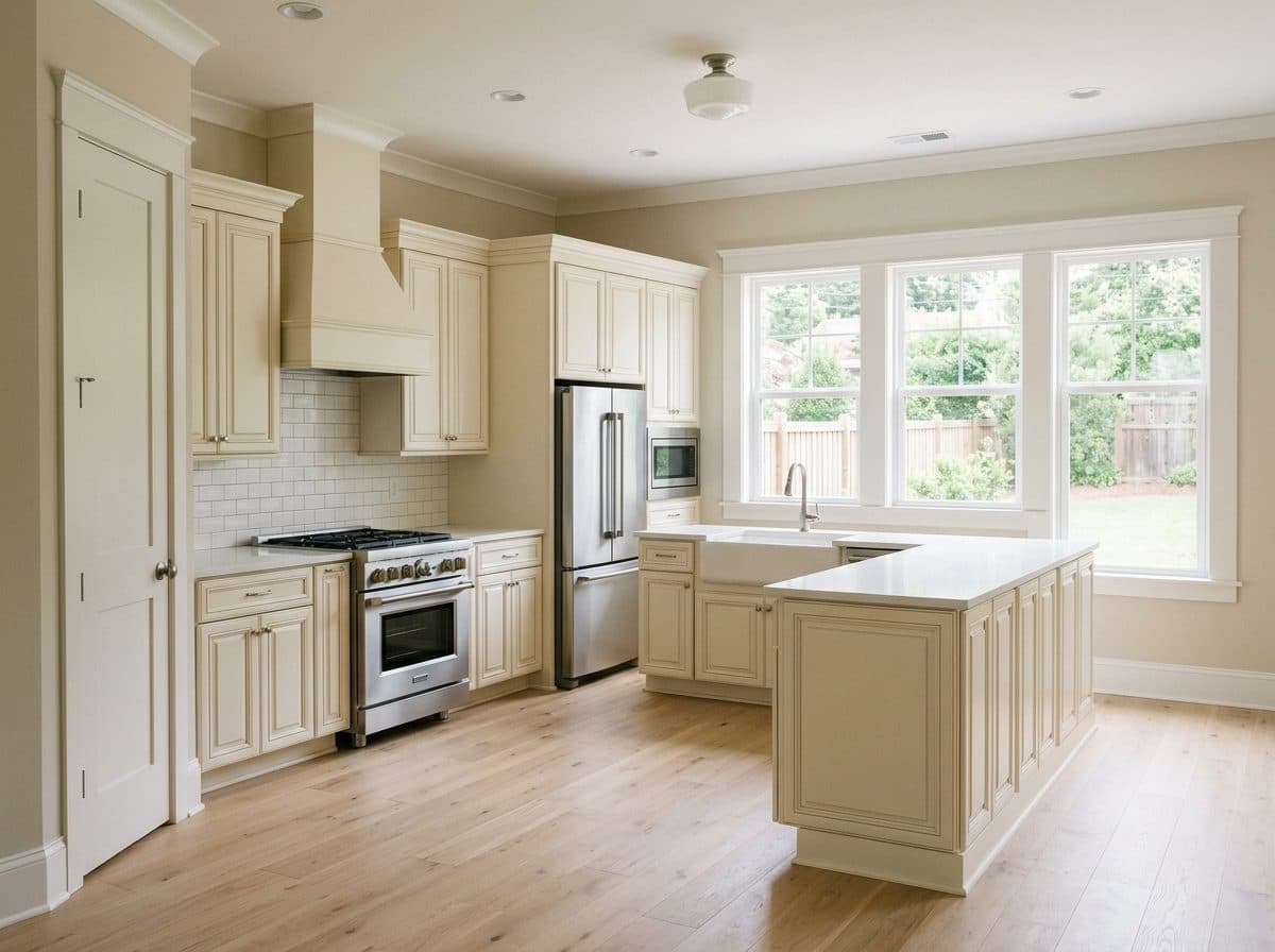 Empty kitchen before AI virtual staging